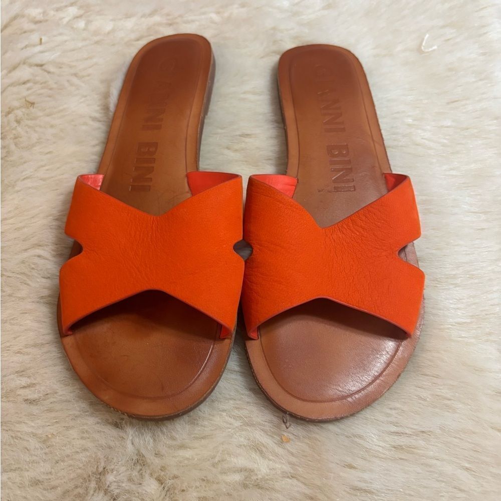 Gianni Bini Bold Orange Slide Sandals